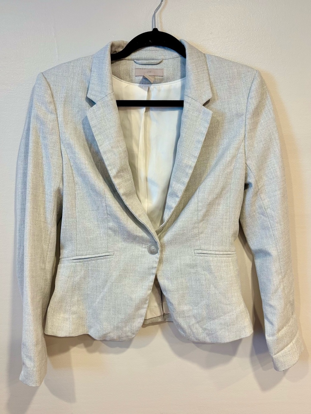 H&M Gray Single-Button Fitted Blazer Jacket Women's XS